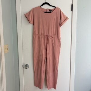 Roolee Blush Pink Jumpsuit with ties and pockets.
